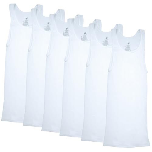 Hanes Mens ComfortSoft 6 Pack Tagless A-Shirts Undershirts, White, Medium US