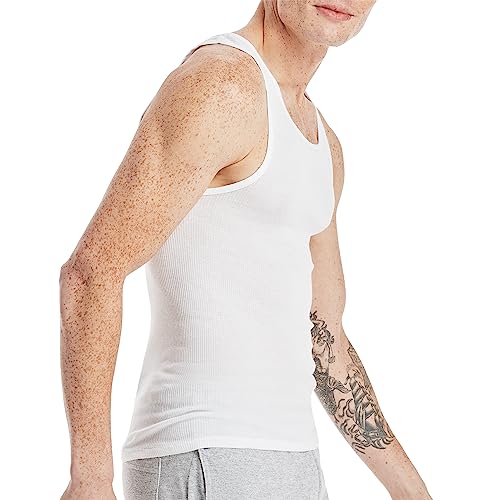 Hanes Mens ComfortSoft 6 Pack Tagless A-Shirts Undershirts, White, Medium US