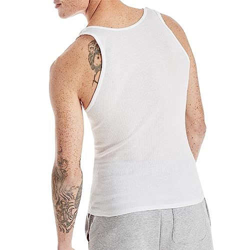 Hanes Mens ComfortSoft 6 Pack Tagless A-Shirts Undershirts, White, Medium US