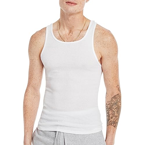 Hanes Mens ComfortSoft 6 Pack Tagless A-Shirts Undershirts, White, Medium US