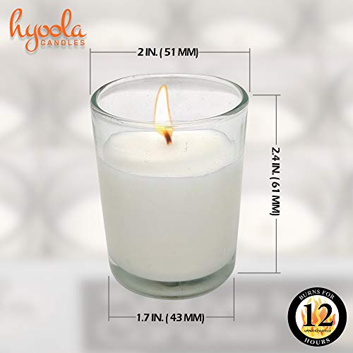 Hyoola White Votive Candles in Glass - Pack of 24 Votive Candle - 12 Hour Burn Time - Unscented Votive Candles - Glass Votives