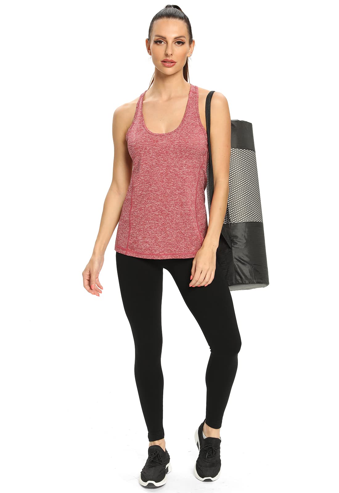 ROSYLINE Workout Tank Tops for Women Racerback Yoga Tops Quick Dry Activewear Tanks Black/Grey/Black/Wine Red S