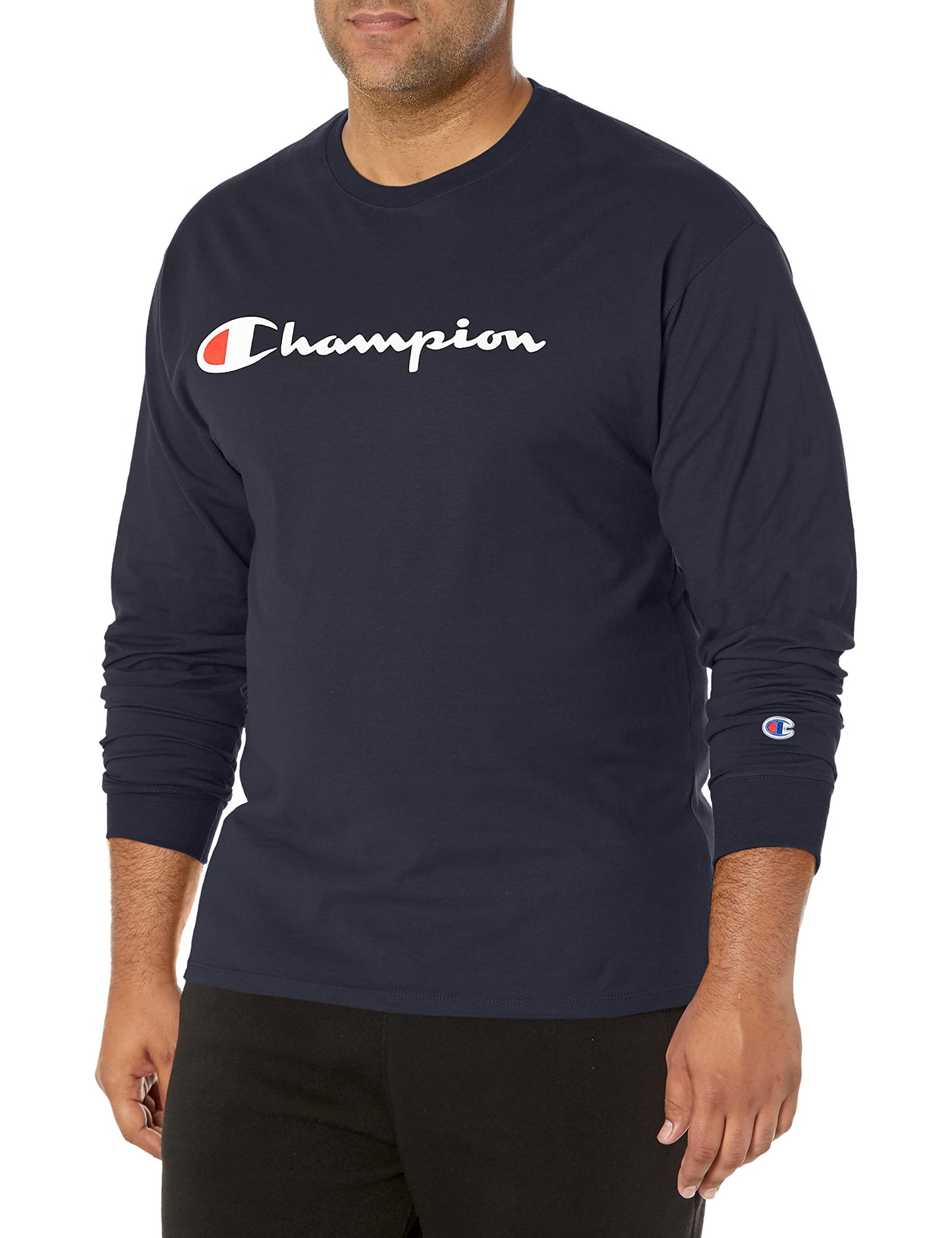 Champion Men's Classic Jersey Graphic T-Shirt Shirt, Navy, LARGE