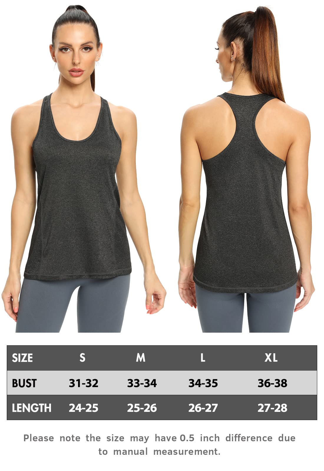 ROSYLINE Workout Tank Tops for Women Racerback Yoga Tops Quick Dry Activewear Tanks Black/Grey/Black/Wine Red S