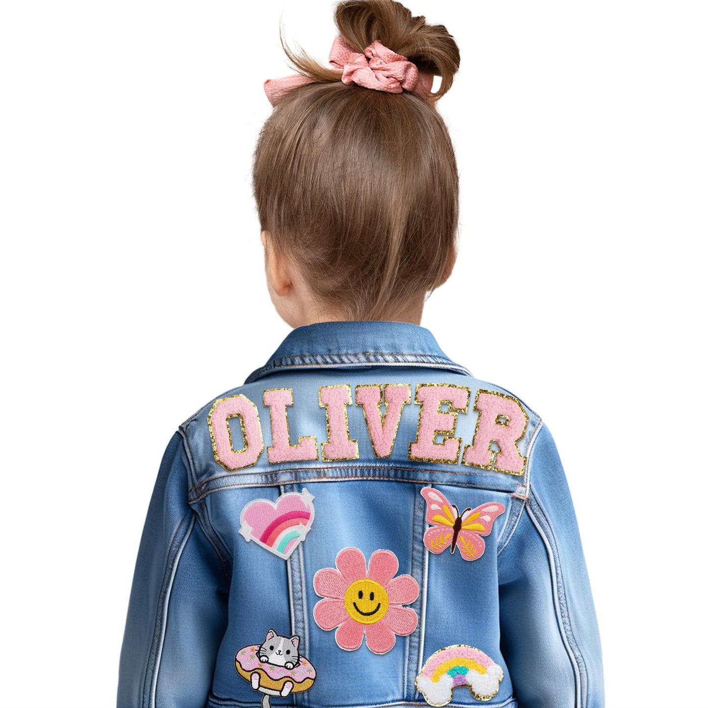 Personalized Kids Denim Jacket with Name, Back to School Outfits for Girls, Custom Denim Patch Jacket Long Sleeve Jacket for Boys Girl Toddles Gifts for 1-8 Year Old